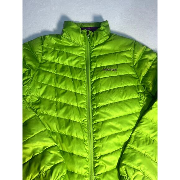 Marmot Down Puffer Jacket Womens Green 700 Down Fill Zip Coat Size Small - Picture 1 of 10